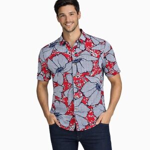 Ted Baker Red and Gray Patterned Shirt